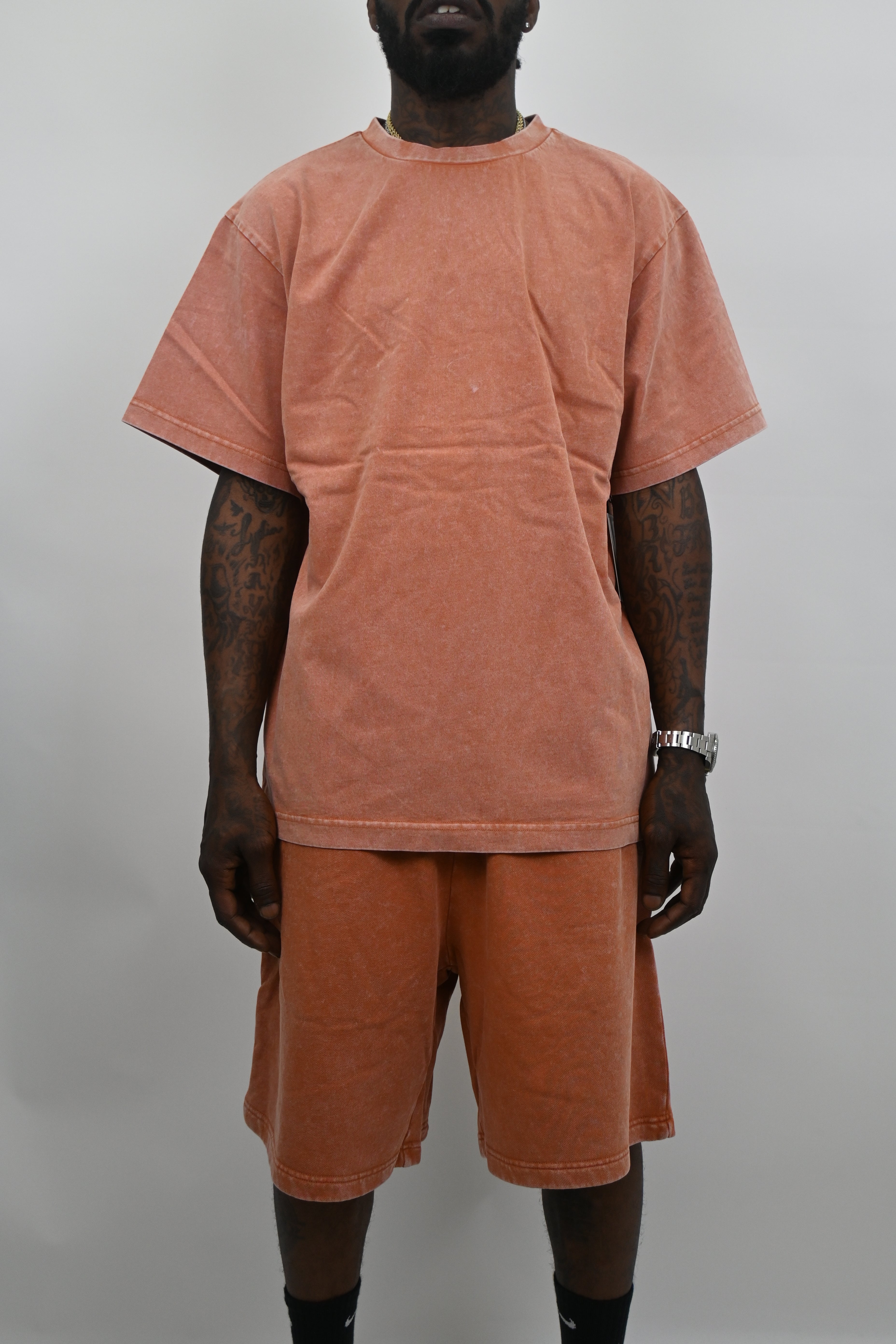 Stone washed ARMOR JEANS set, featuring casual denim clothing with a relaxed, vintage-inspired look, displayed on a hanger.
