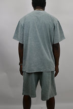 Stone washed denim set from ARMOR JEANS, featuring a stylish jacket and matching pants in a relaxed fit.