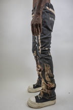 ARMOR JEANS RM203SK graphic printed stacked jeans showing a trendy design with colorful print and distressed details.