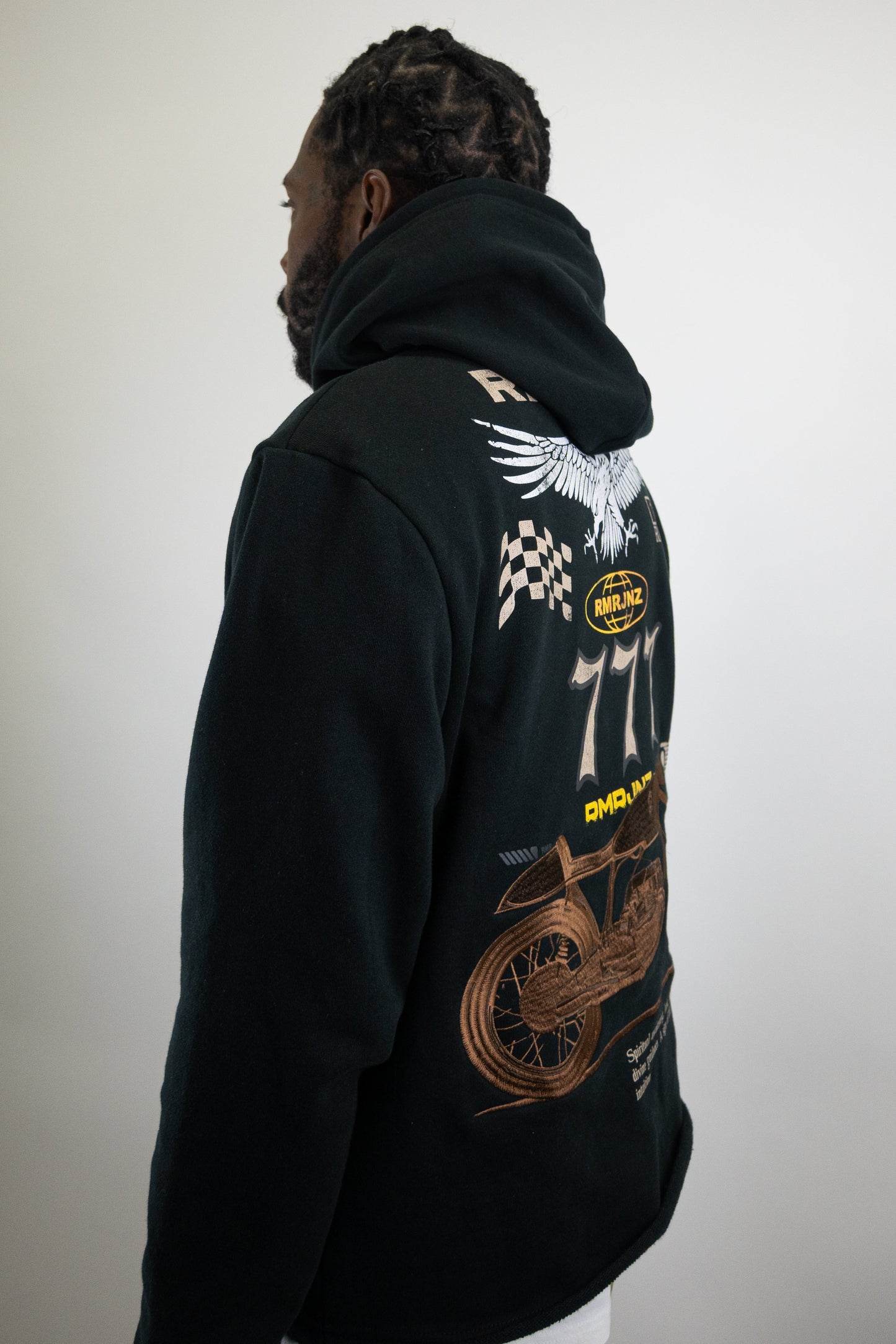 Plush Fashion Hub Moto Cropped Hoodie, stylish outerwear with a fitted design and casual look, shown on a model in the image.