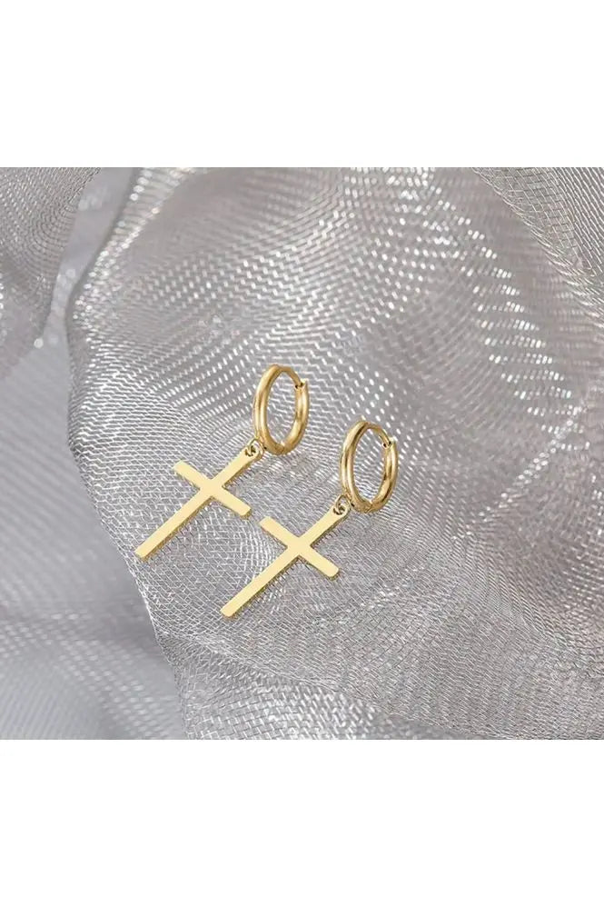 Dangle cross gold earrings Pretty Little Patriot