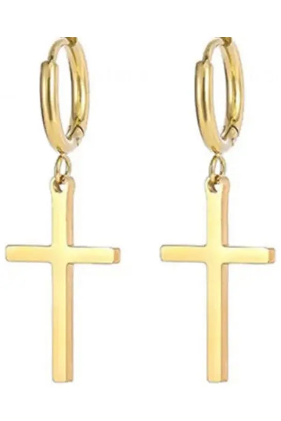 Dangle cross gold earrings Pretty Little Patriot