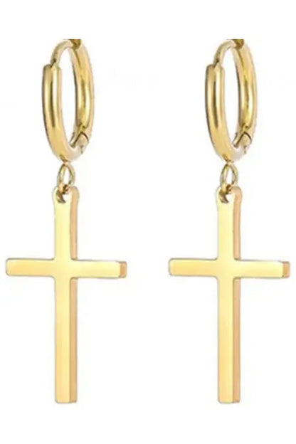 Dangle cross gold earrings Pretty Little Patriot