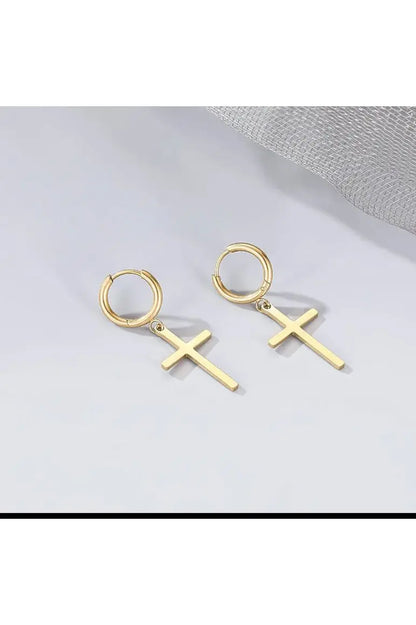 Dangle cross gold earrings Pretty Little Patriot