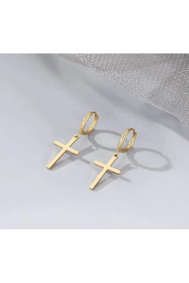 Dangle cross gold earrings Pretty Little Patriot