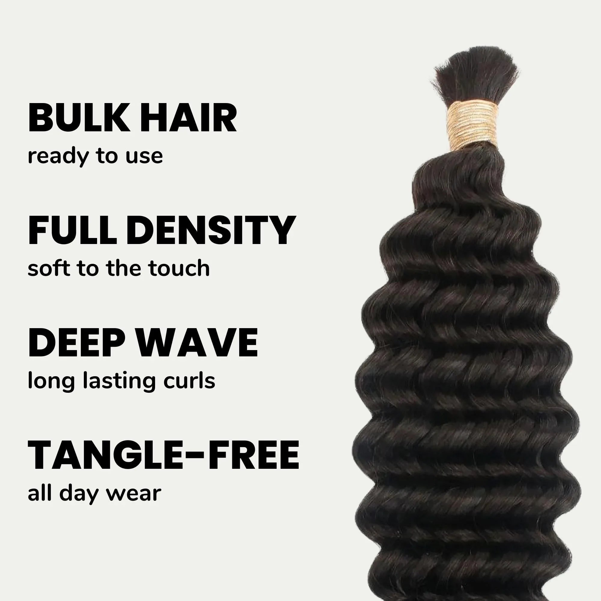 Deep Wave Bulk 100% Human Braiding Hair - Plush Fashion Hub