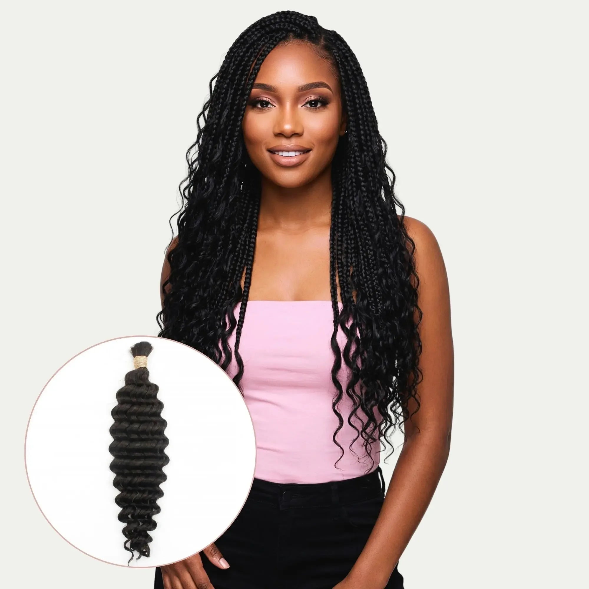 Deep Wave Bulk 100% Human Braiding Hair - Plush Fashion Hub