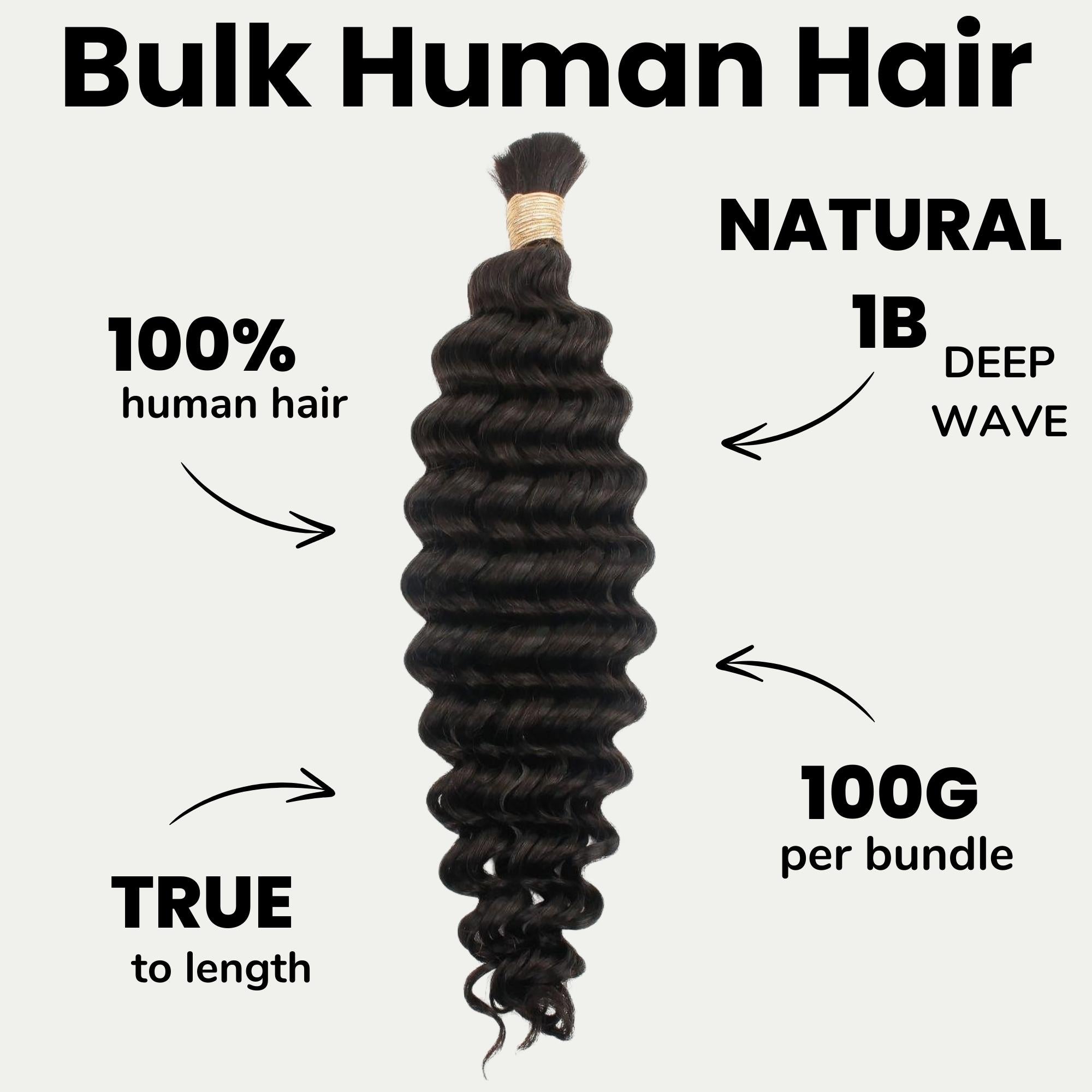 Deep Wave Bulk 100% Human Braiding Hair Private Label