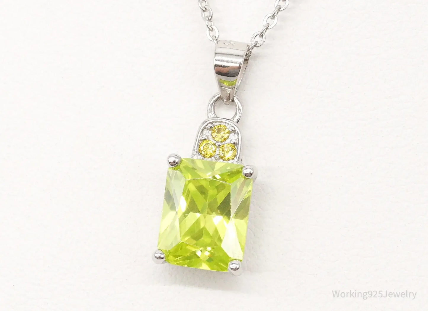 Designer Ryze Lime & Yellow Cubic Zirconia Sterling Silver Necklace - Plush Fashion Hub