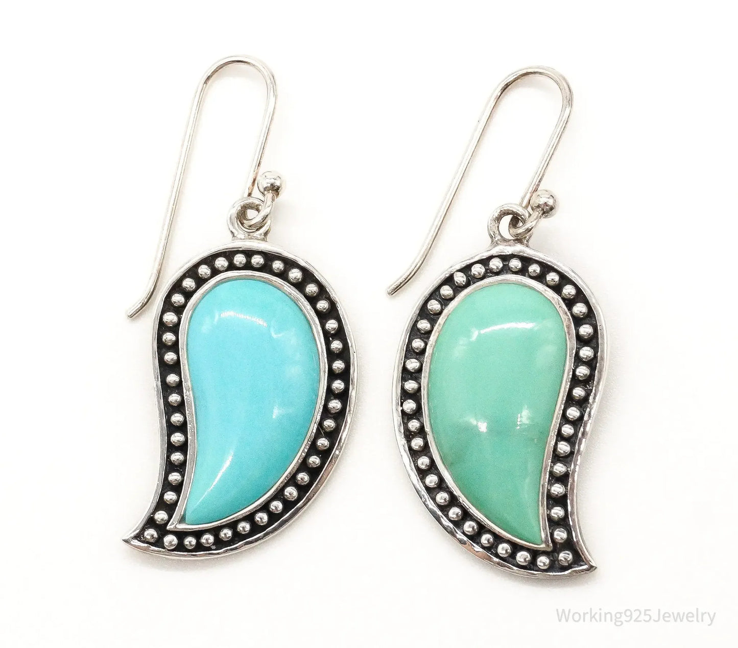 Designer SX Turquoise Sterling Silver Earrings - Plush Fashion Hub