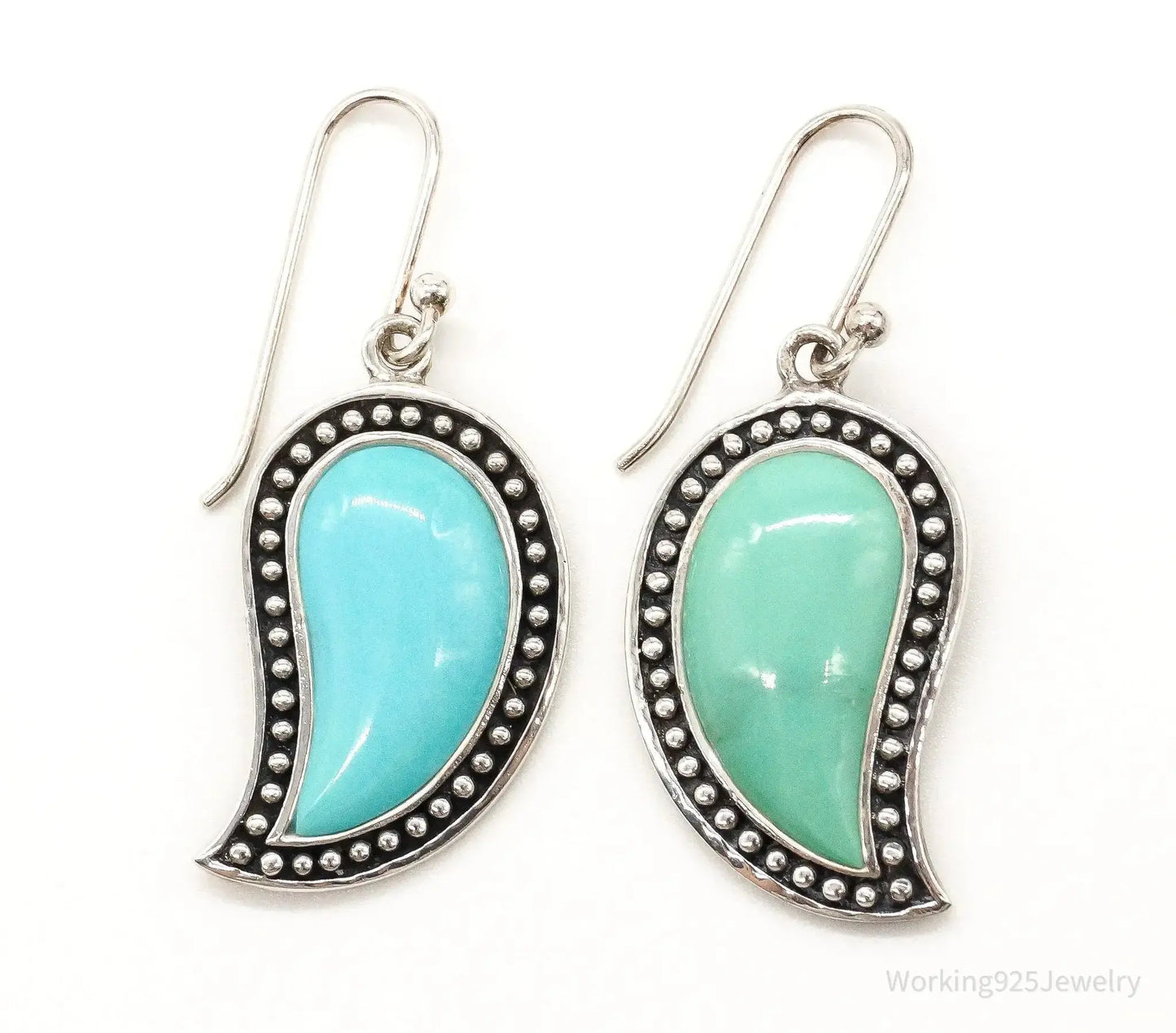 Designer SX Turquoise Sterling Silver Earrings - Plush Fashion Hub