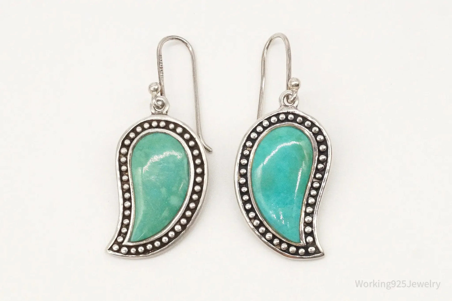 Designer SX Turquoise Sterling Silver Earrings - Plush Fashion Hub