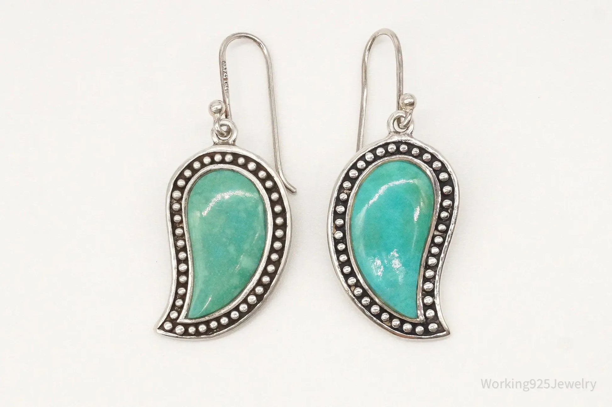 Designer SX Turquoise Sterling Silver Earrings - Plush Fashion Hub