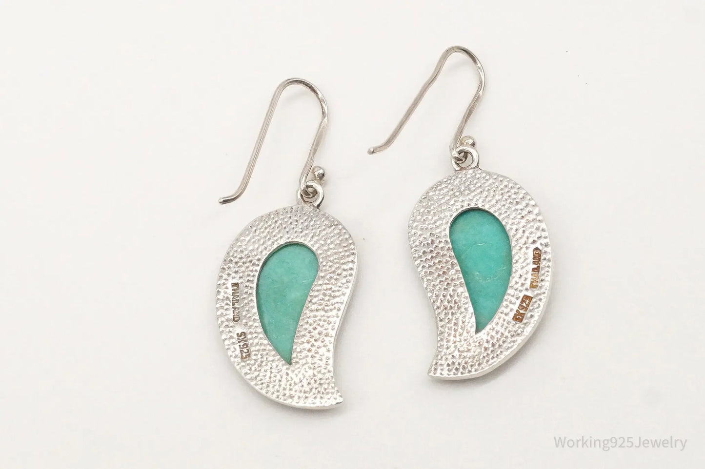 Designer SX Turquoise Sterling Silver Earrings - Plush Fashion Hub