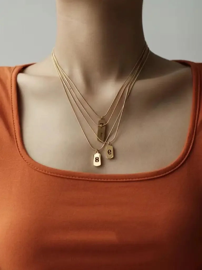 Digital Stacked Square Stainless Steel Necklace - Plush Fashion Hub