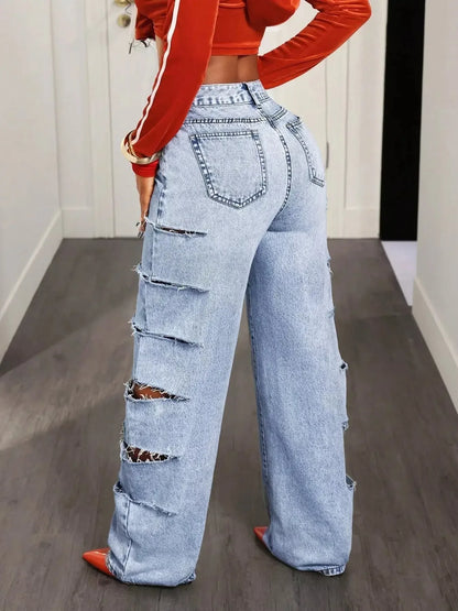 Distressed Wide Leg Jeans - Plush Fashion Hub