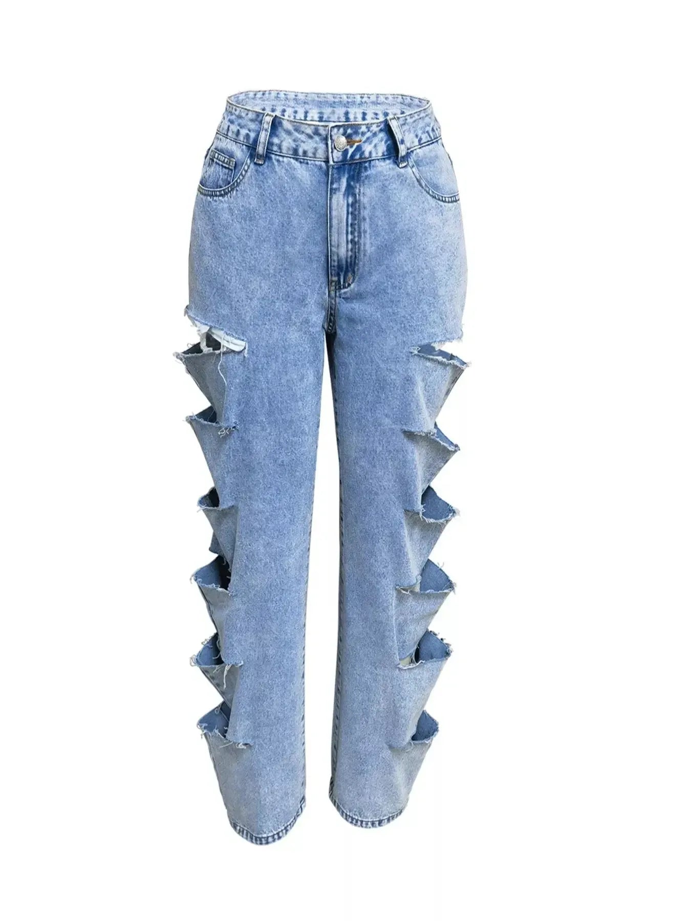 Distressed Wide Leg Jeans - Plush Fashion Hub