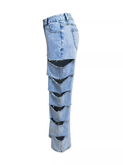 Distressed Wide Leg Jeans - Plush Fashion Hub
