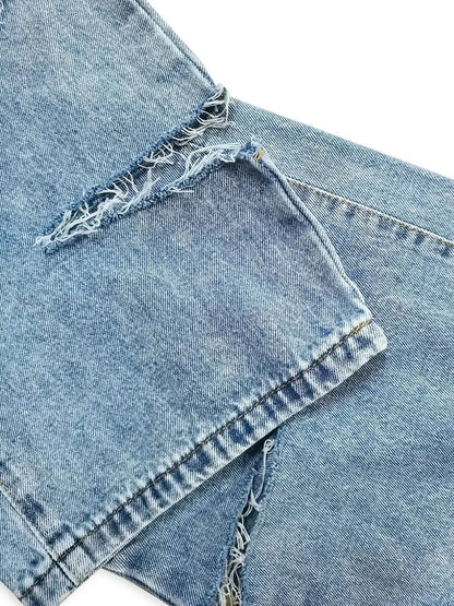 Distressed Wide Leg Jeans - Plush Fashion Hub