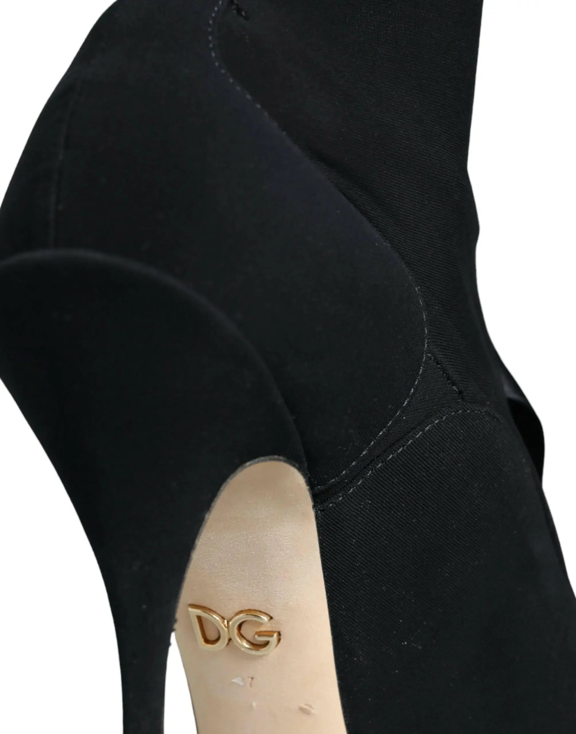 Dolce & Gabbana Black Stiletto Heels Mid Calf Boots Shoes - Plush Fashion Hub