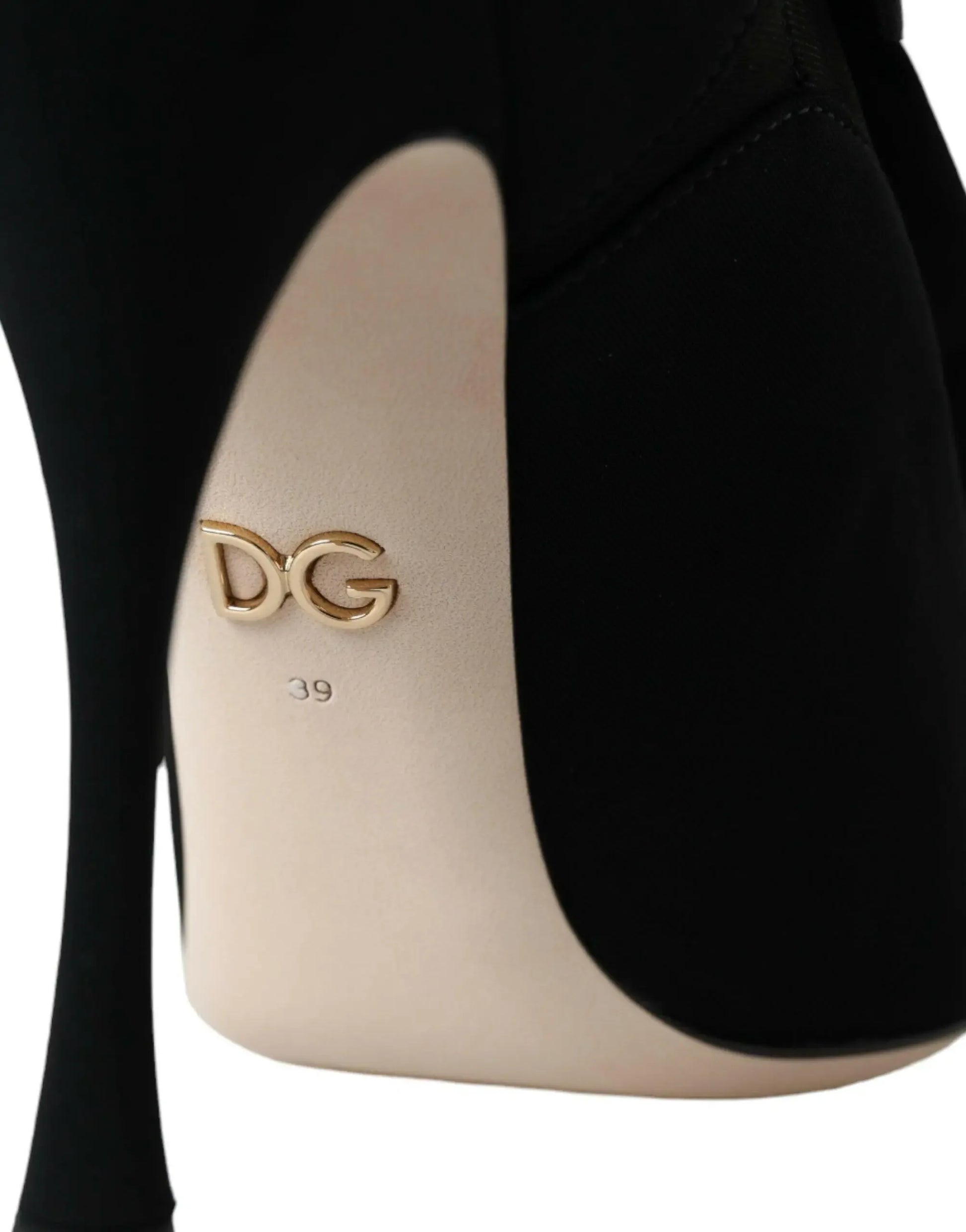 Dolce & Gabbana Black Stiletto Heels Mid Calf Boots Shoes - Plush Fashion Hub