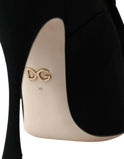 Dolce & Gabbana Black Stiletto Heels Mid Calf Boots Shoes - Plush Fashion Hub