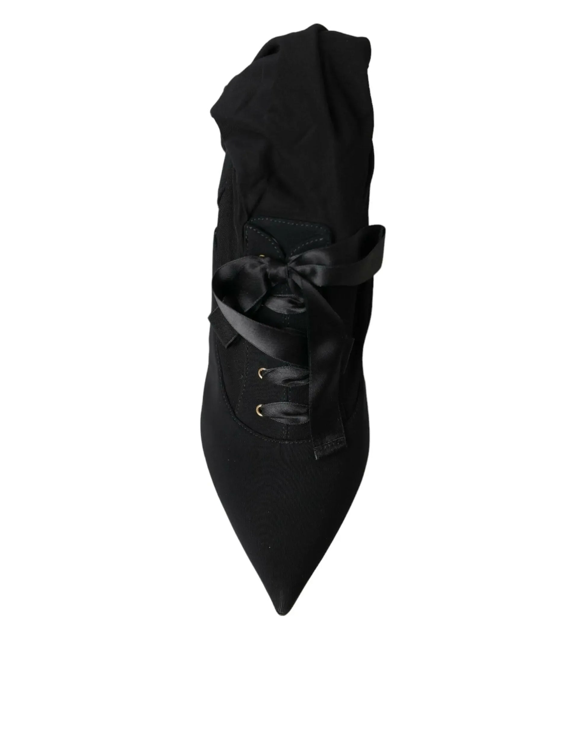 Dolce & Gabbana Black Stiletto Heels Mid Calf Boots Shoes - Plush Fashion Hub