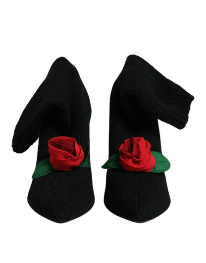 Dolce & Gabbana Black Stiletto Heels Mid Calf Boots Shoes - Plush Fashion Hub