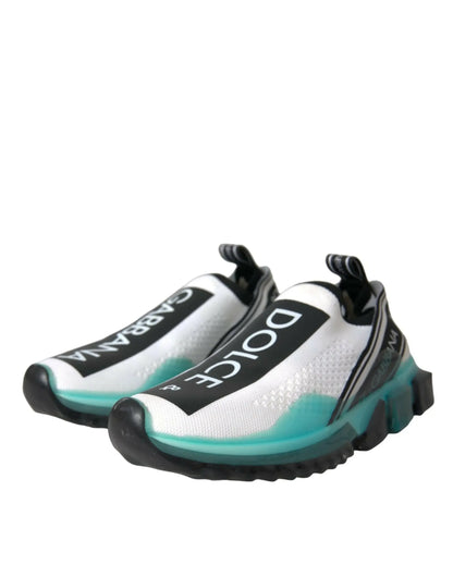Dolce & Gabbana Black White Blue Slip On Sorrento Sneakers Shoes - Plush Fashion Hub