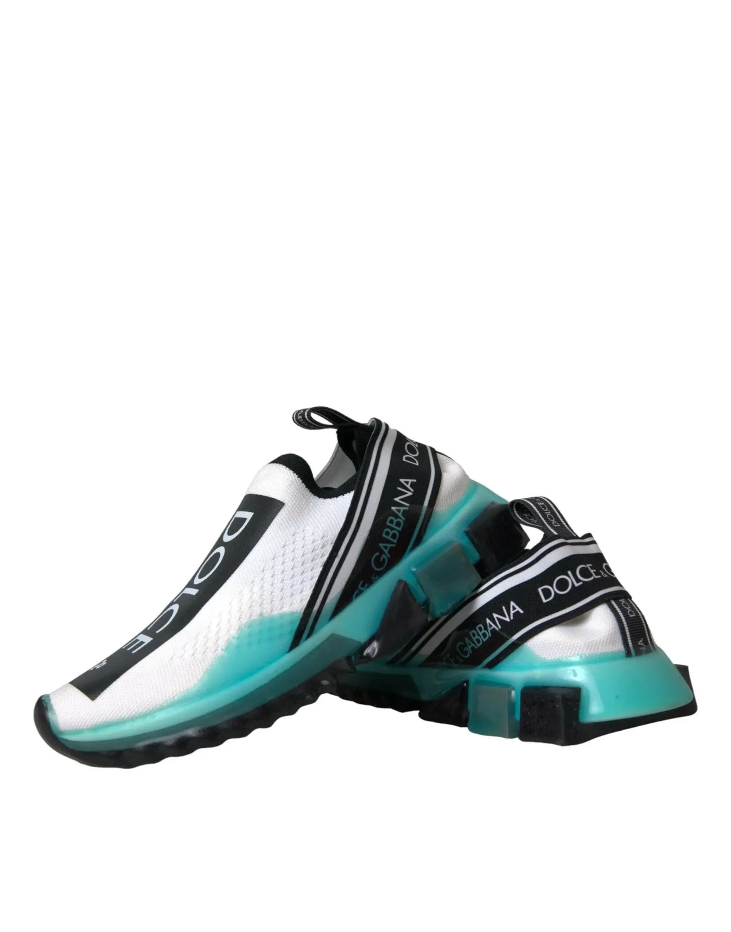 Dolce & Gabbana Black White Blue Slip On Sorrento Sneakers Shoes - Plush Fashion Hub