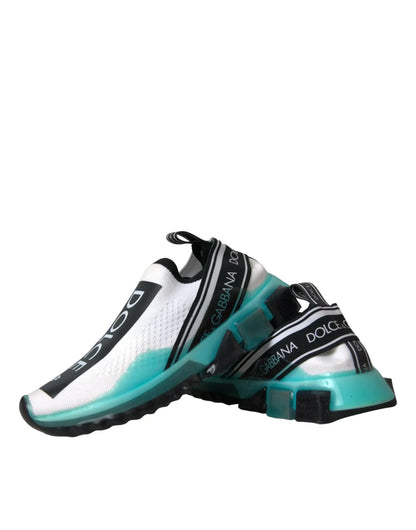 Dolce & Gabbana Black White Blue Slip On Sorrento Sneakers Shoes - Plush Fashion Hub