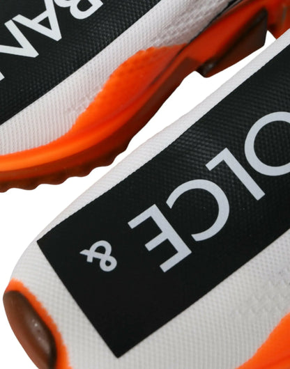 Dolce & Gabbana Black White Orange Slip On Sorrento Sneakers Shoes - Plush Fashion Hub