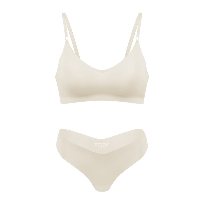 Large size women's V-neck underwear set by eprolo featuring seamless briefs without steel rings, comfortable and supportive.