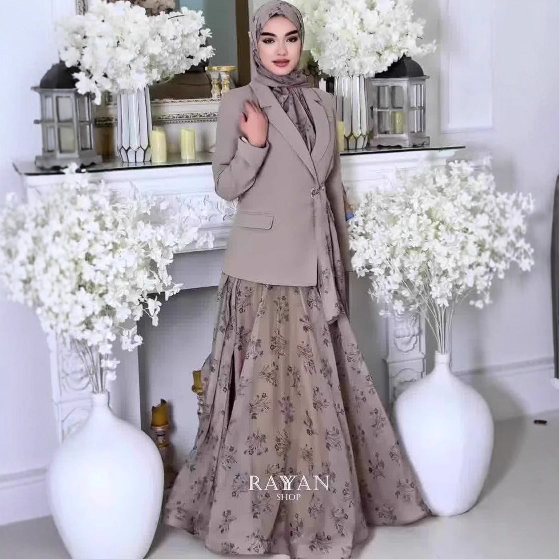 Elegant women's long sleeve maxi dress by Plush Fashion Hub, featuring a flowing silhouette and stylish design.
