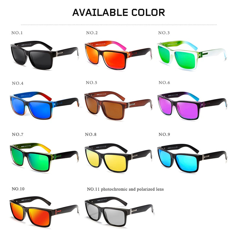 Men's polarized sport sunglasses with UV400 protection and square frame by FitiqueFit, showing the sleek black eyewear design.