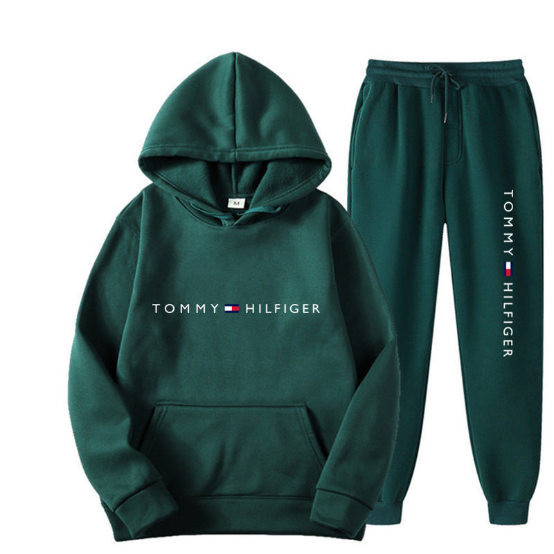 Spring and Autumn Leisure Sports Hoodie Printed Men's Set
