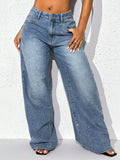 Embellished High-Waisted Wide-Leg Denim Jeans