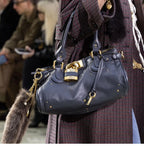 Vintage Distressed Padlock Bag Fashionable Handheld Crossbody Bag for Women
