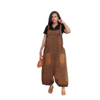 Spring Summer Casual Loose Slant Pocket Lantern Denim Overalls