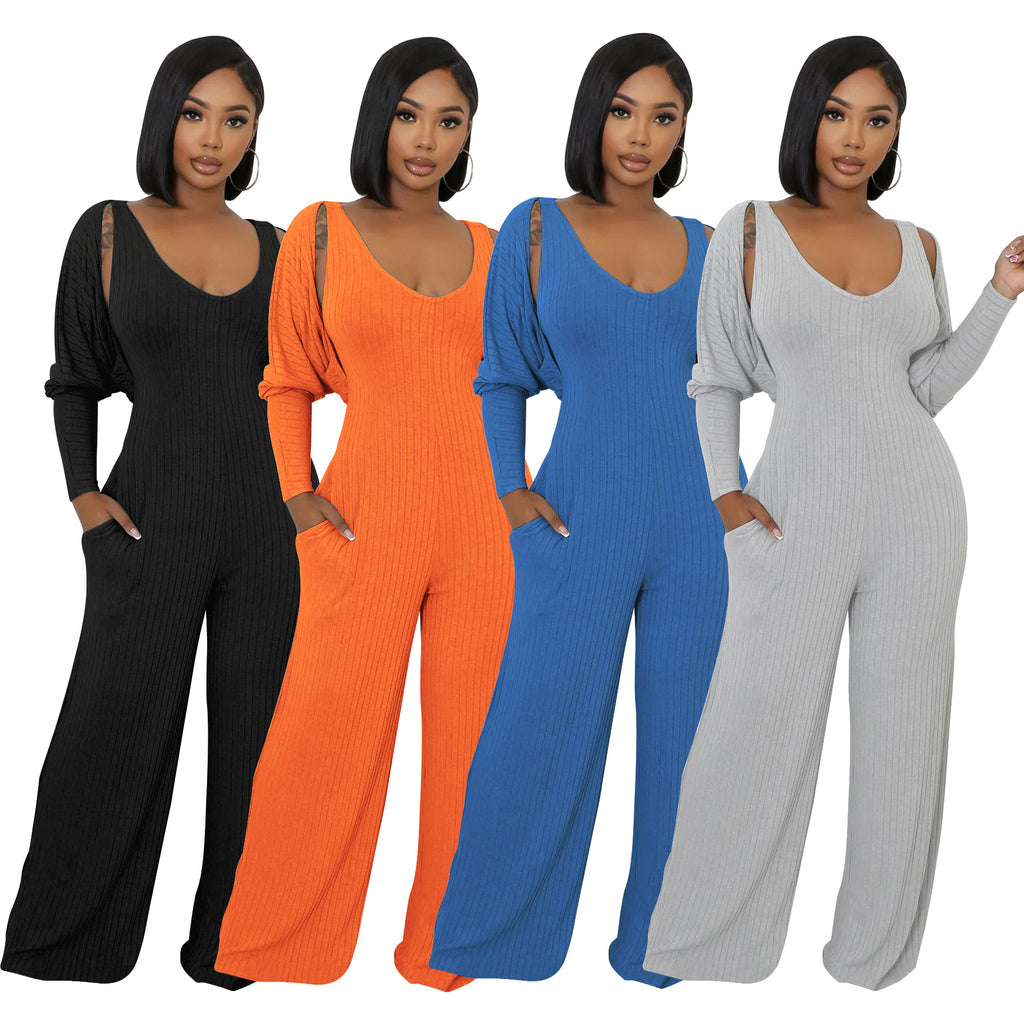 Modern Cape-Sleeve Tailored Jumpsuit