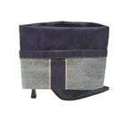 Eprolo denim color block pointed toe heeled boots showcasing stylish design and contrasting blue and beige fabric with stiletto heel.