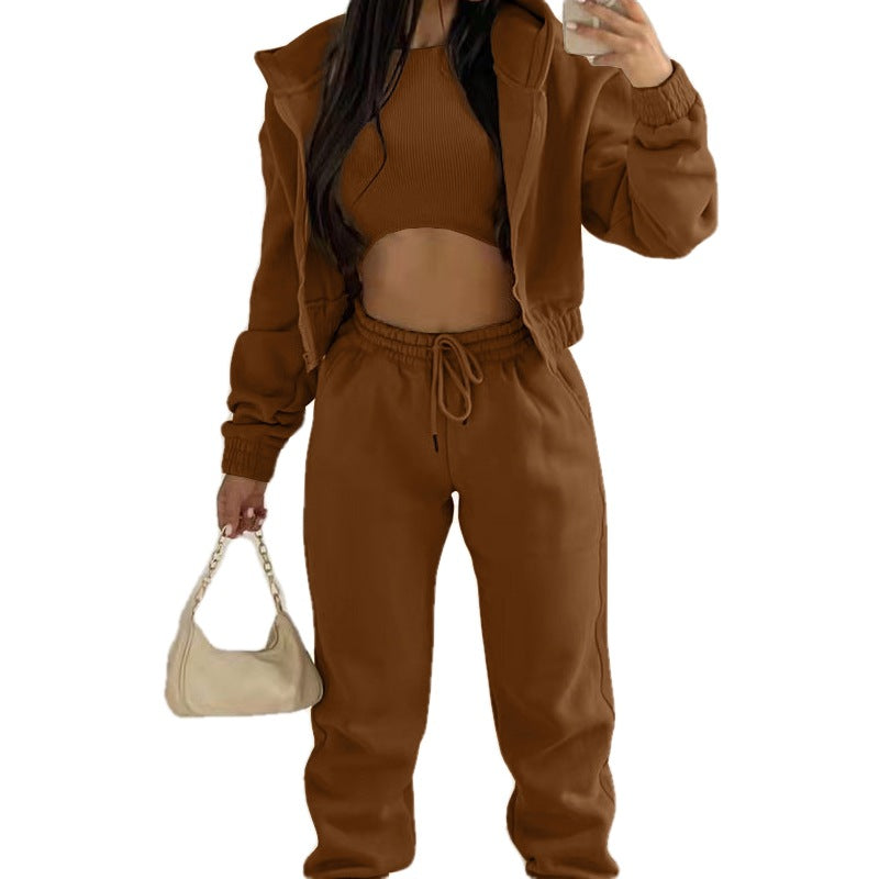 Cozy fleece-lined hoodie and lounge pants from Plush Fashion Hub two-piece set, perfect for comfortable home wear.