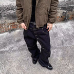 Curved Long Button-Down Design Jeans