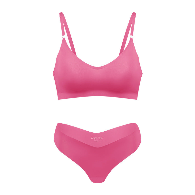 Large size women's V-neck seamless underwear set with briefs from eprolo, no steel ring, comfortable and smooth fit.