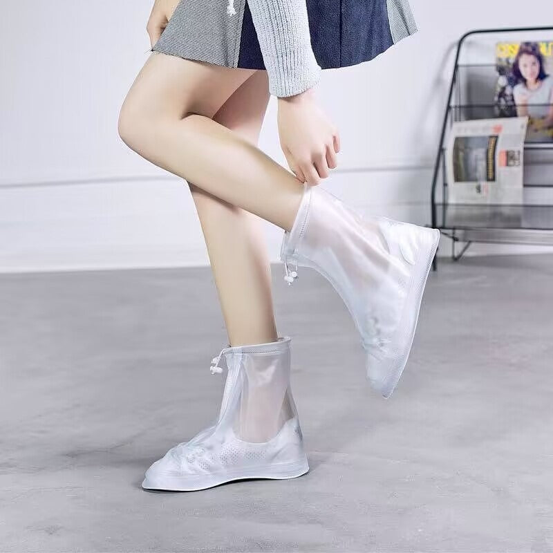 Waterproof Shoe Covers with Zipper, Thickened Rain Boot Covers, PVC Mid-Calf Shoe Covers for Travel