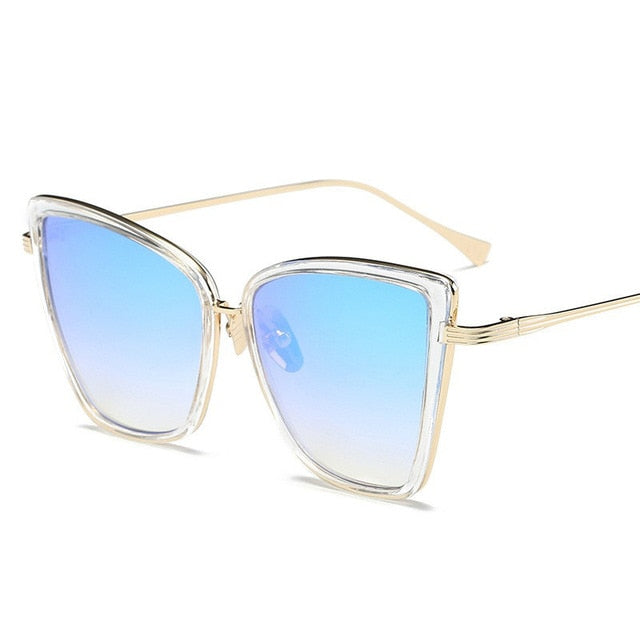 Black mirror cat eye sunglasses for women, stylish eyewear from Plush Fashion Hub with bold, fashionable design.