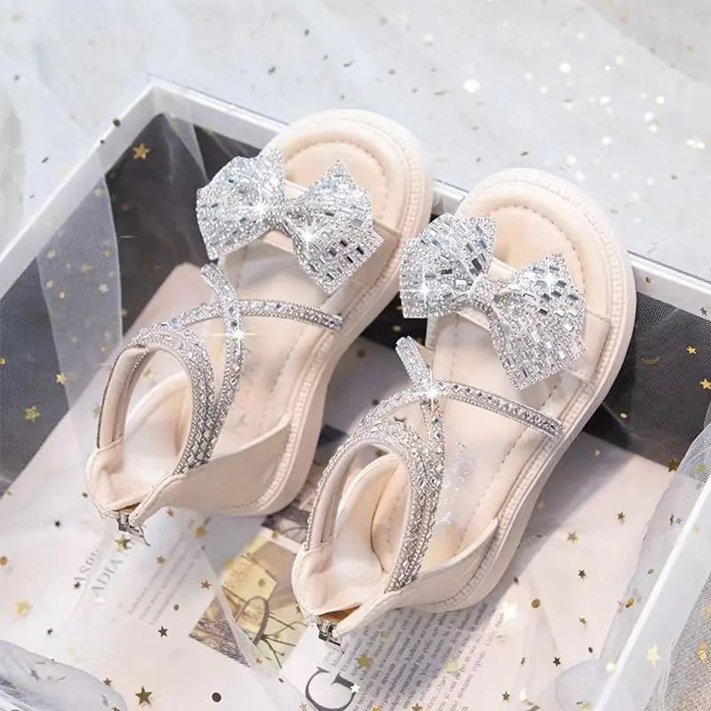 Girls' summer sandals with rhinestones by Trendy Attic Store01, featuring open-toe design and decorative embellishments.