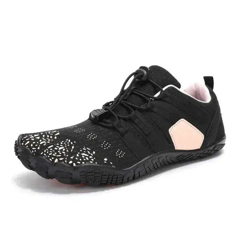Plush Fashion Hub women's athletic sneakers with breathable mesh upper and elastic lock laces for a secure, comfortable fit.