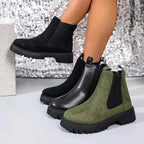 Women's modern ankle boots with elastic side panels by Plush Fashion Hub, slip-on style, chic and comfortable footwear.