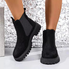 Women's modern elastic side panel ankle boots by Plush Fashion Hub featuring slip-on design and comfortable fit.